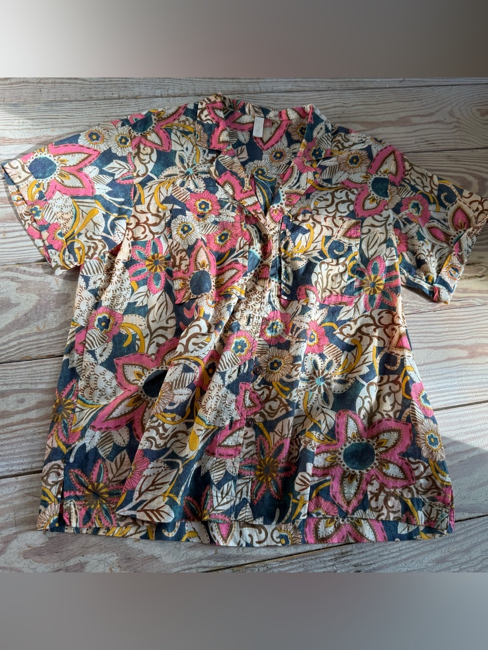 Pilcro Floral Short Sleeve Button Down Shirt Size XS